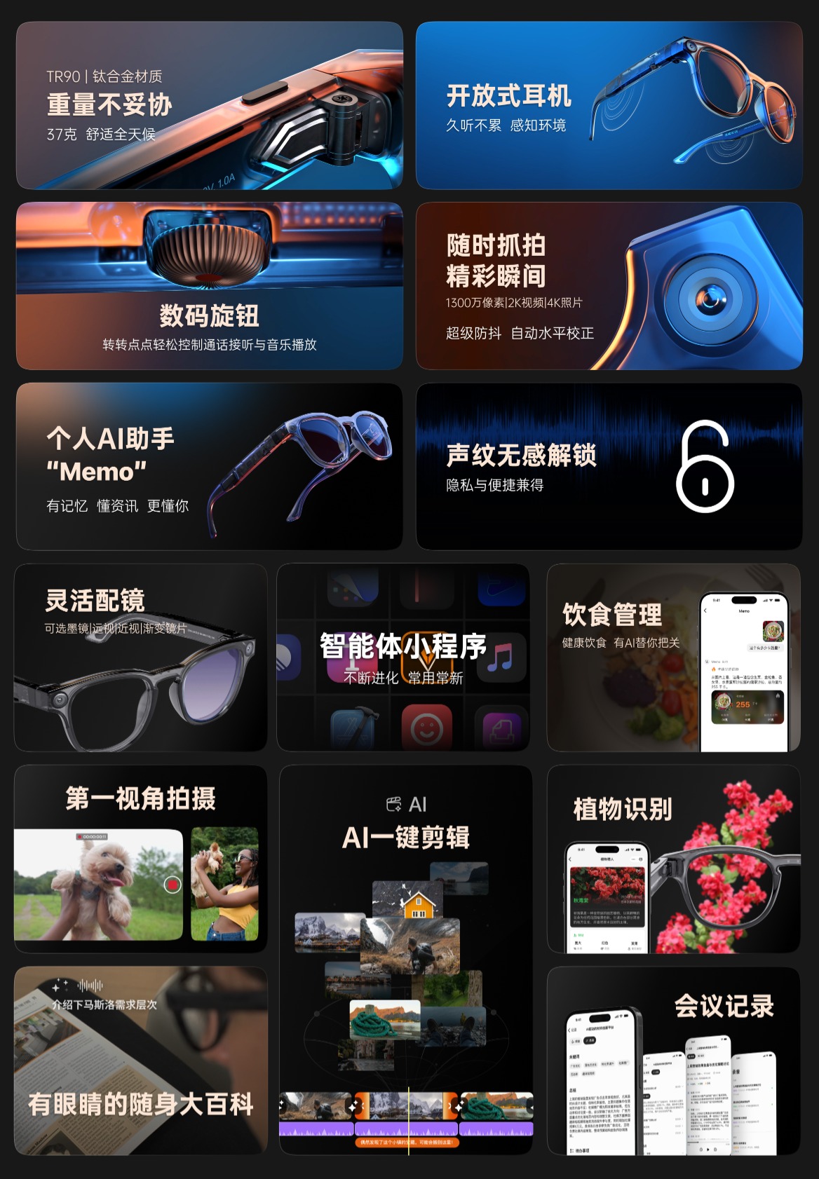 Looktech发布融合AI的智能眼镜:轻便舒适,功能强大
